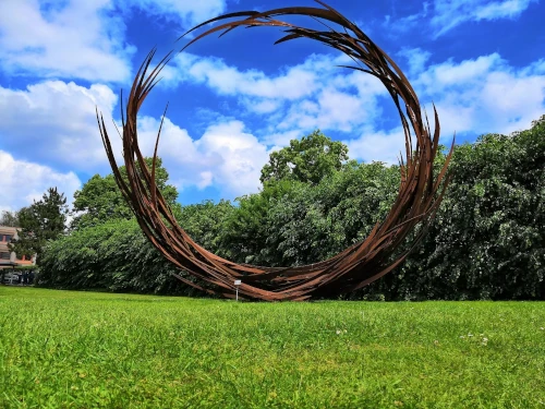 A work of art from a rusty spiky ring